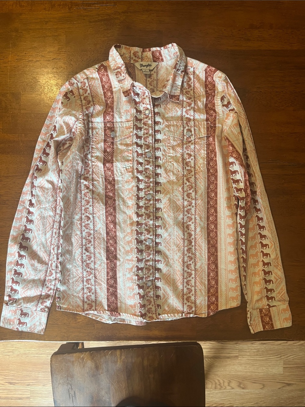Wrangler Horse-Stripe Western Shirt - Rust & Cream
